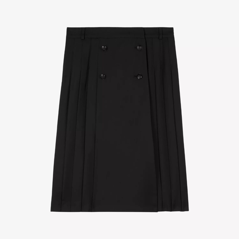 🖤✨ NWT The Kooples Button-Embellished Pleated Wool Midi Skirt | $435 RETAIL! - Picture 5 of 10